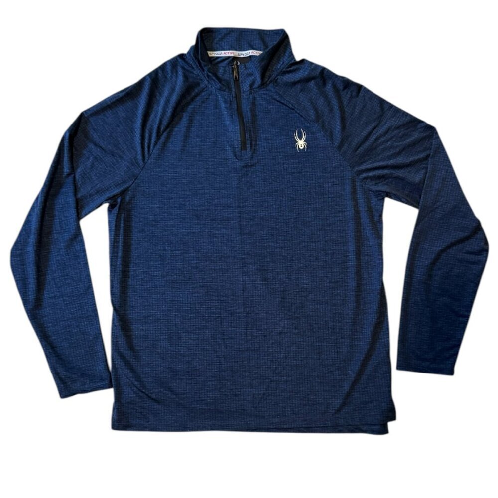 Spyder Active Men’s Moisture Wicking 4-Way Stretch 1/4 Zip Pullover Blue Size L - Picture 5 of 9